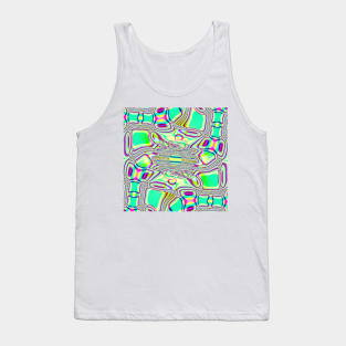 Green Shapes and Purple Lines Fractal Design Tank Top